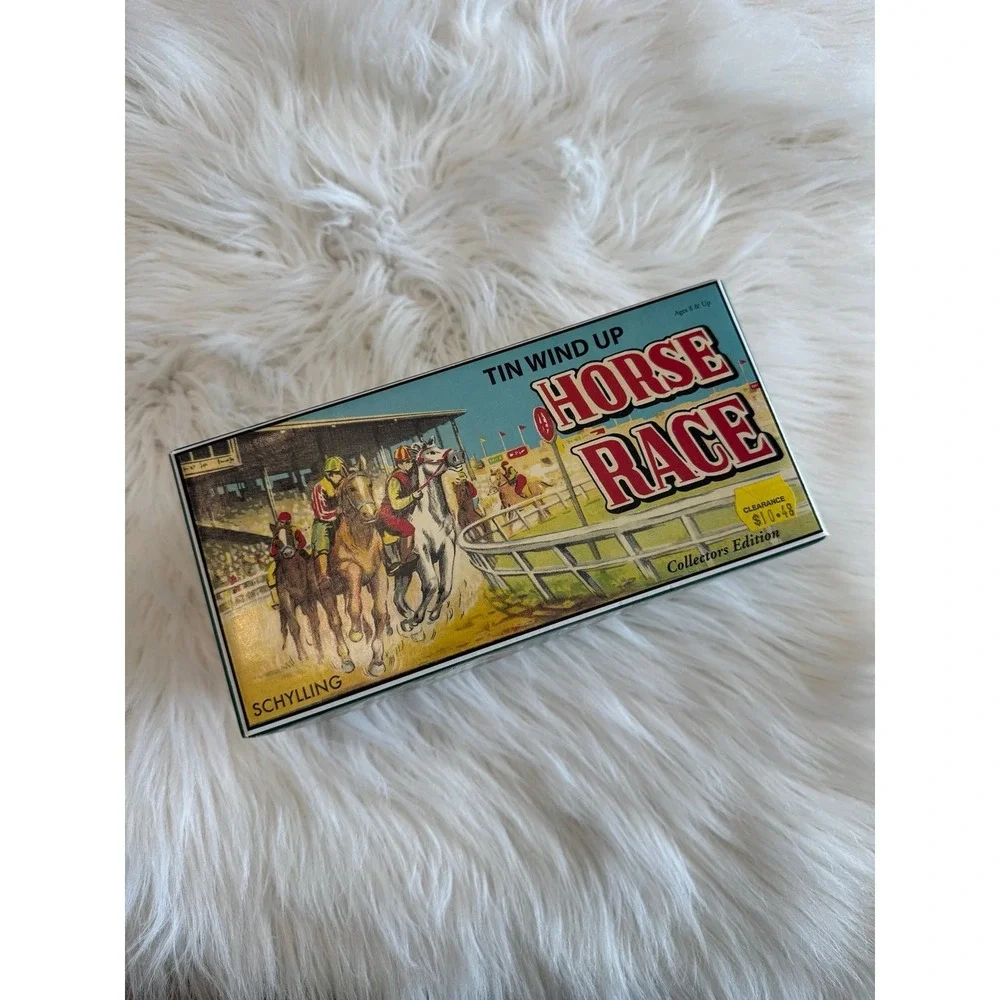 Vintage Schylling Reproduction Tin Wind Up Mechanical Horse‎ Race